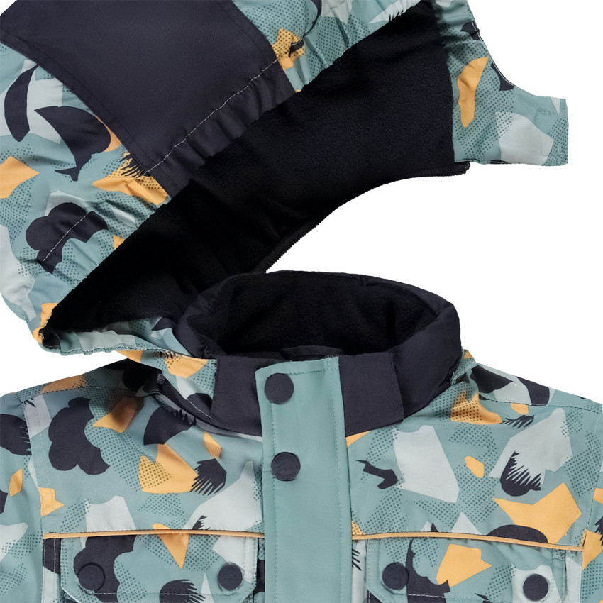 Blouson de ski à capuche amovible imprimé graphique pour garçon 