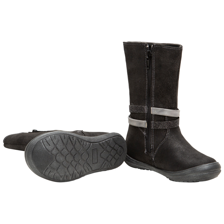 Bottes à enduction pailletée avec étoile argentée sur le côté  