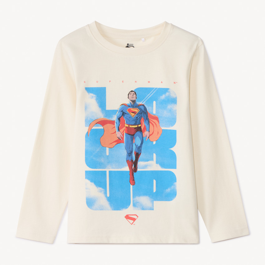 T-shirt manches longues print Superman Warner pour garçon 