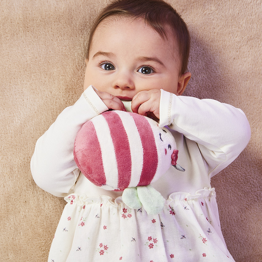 Robe bi-matière effet 2 en 1 imprimé fleuri pour bébé fille 