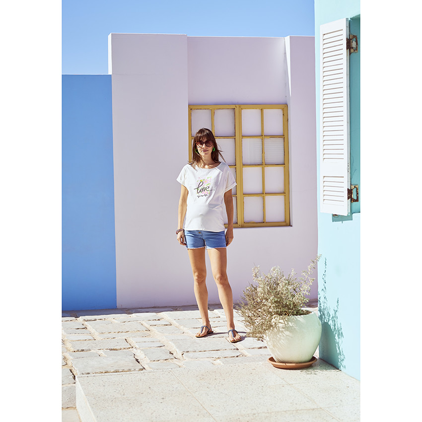Zwangerschap T-shirt met korte mouwen in jersey met print 