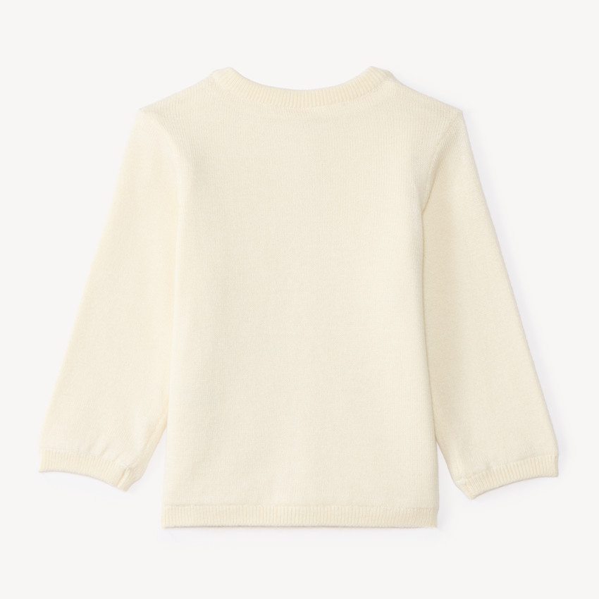Gebreide meisjes baby gilet met geborduurde bloemen 