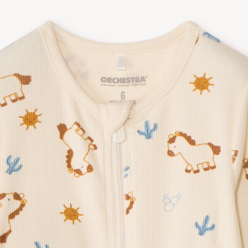 Dons-bien geribbelde met paardenprint voor jongensbaby 