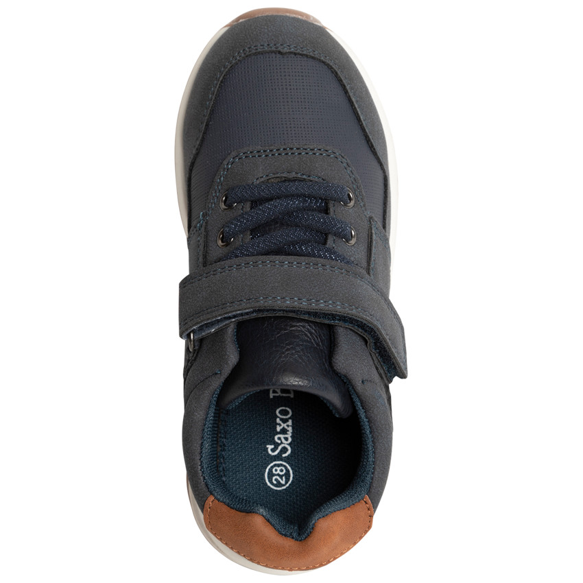 Lage kindersneakers voor jongens met veters en klittenband 