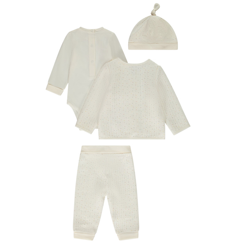 Ensemble 4 pièces imprimé pois multicolores pour bébé 