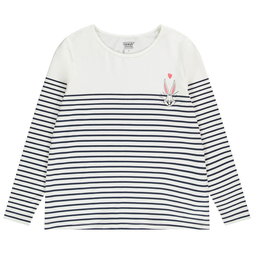 T-shirt manches longues en jersey Bugs Bunny Warner pour femme 