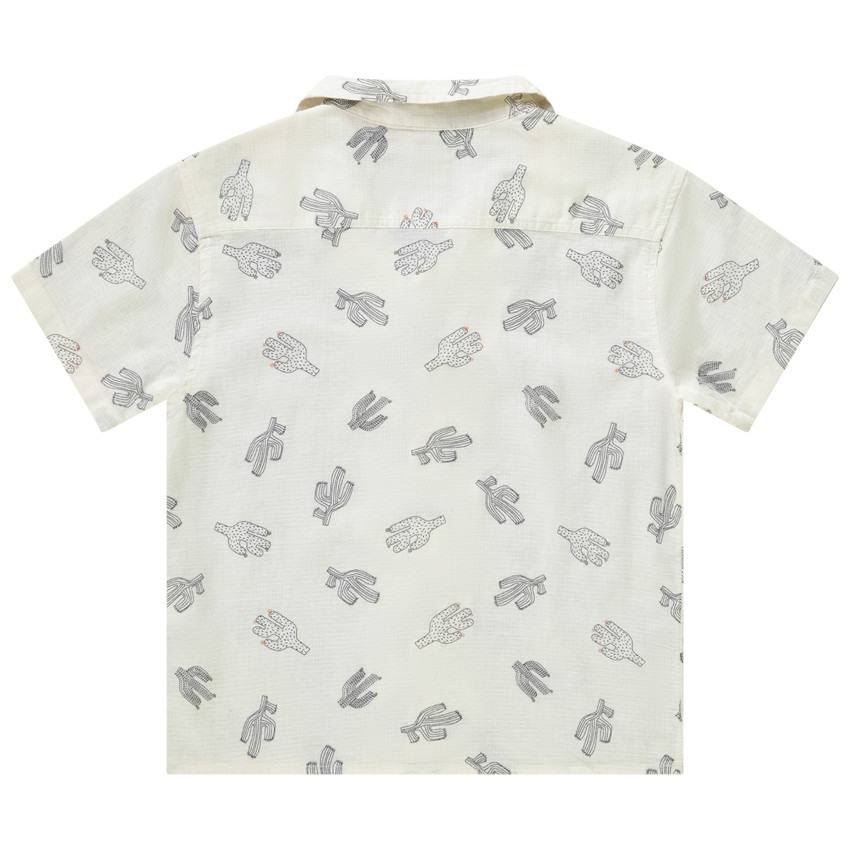Chemise manches courtes à col cubain imprimé cactus pour garçon 