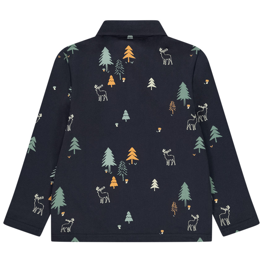 Poloshirt met lange mouwen en fantasieprint voor jongens 