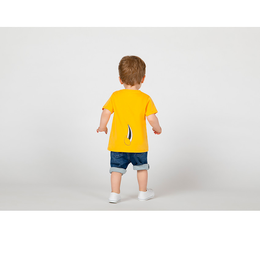 Geel T-shirt van biokatoen met korte mouwen en Disney Knabbel & Babbel-print 