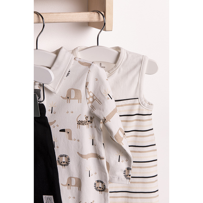 Korte jumpsuit van biologisch katoen met dierenprint overal 