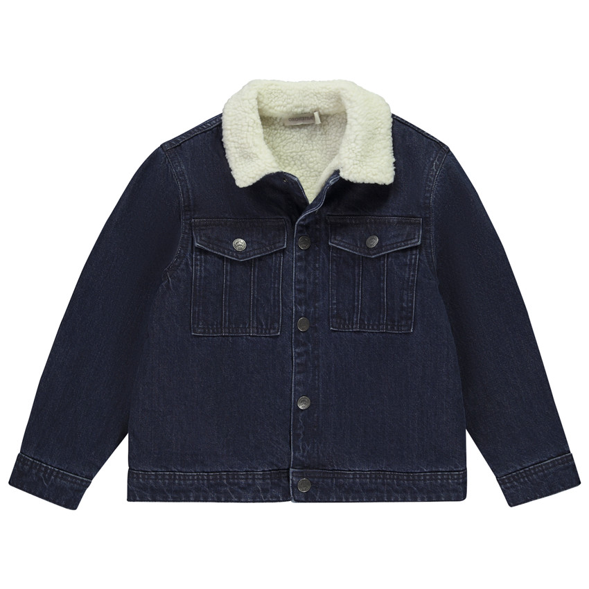Jeansjas met sherpa voering voor jongens 