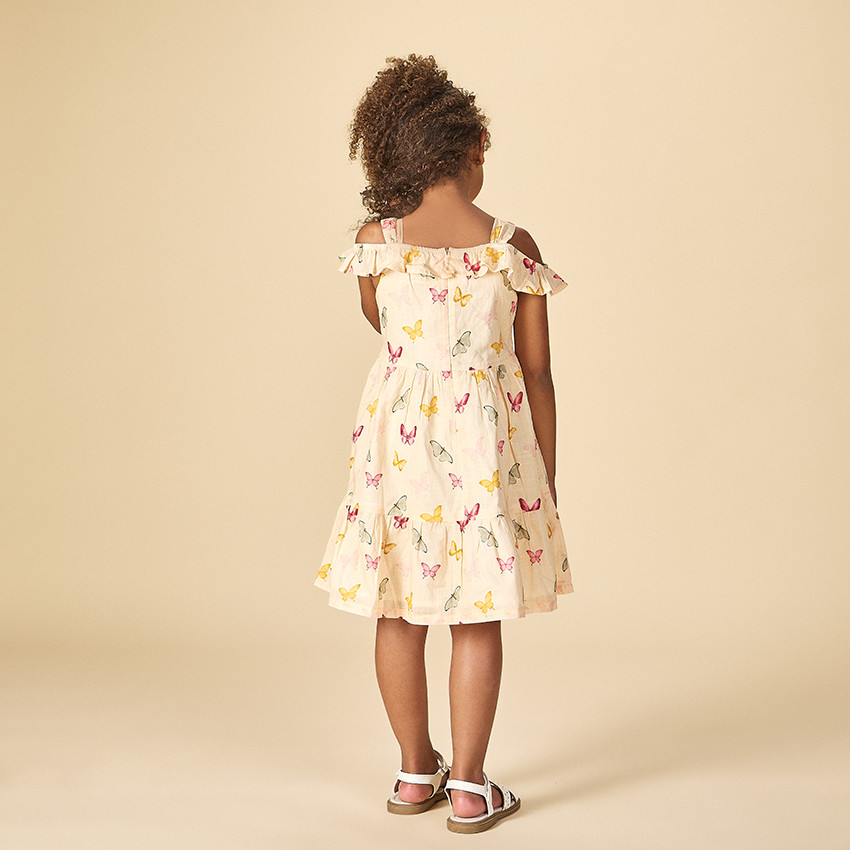 Jurk met afhangende schouders en vlinderprint voor meisjes 