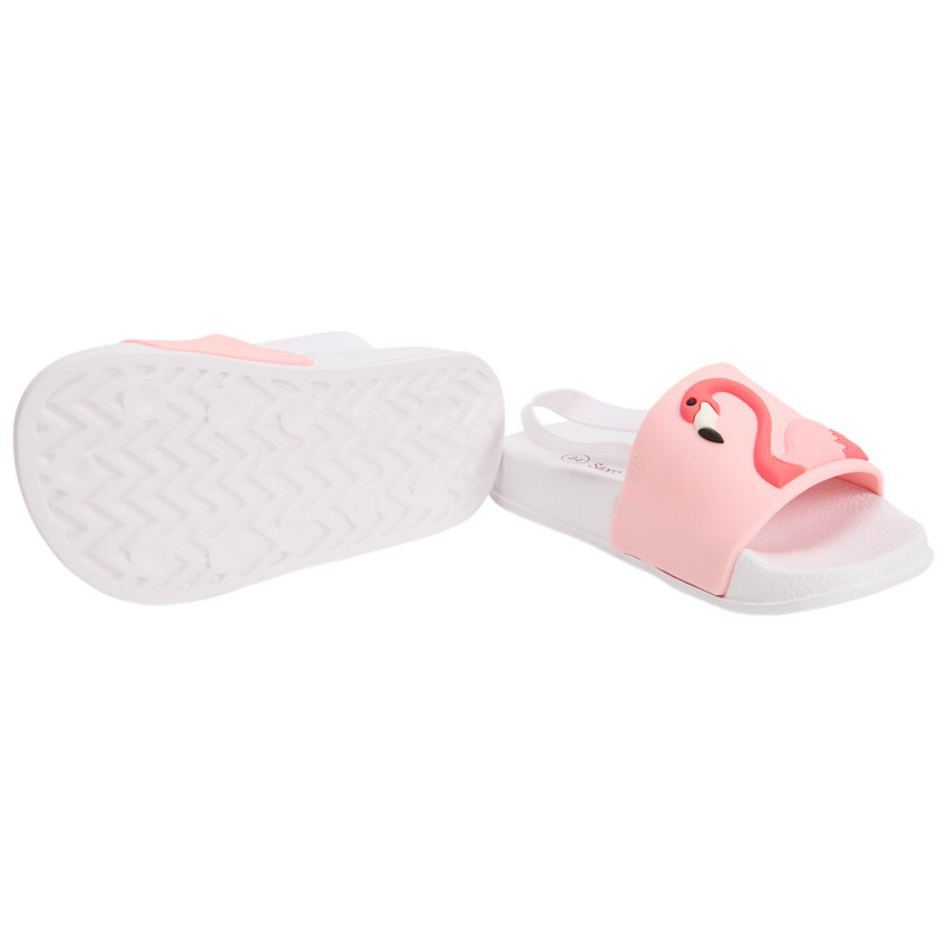Roze flamingo slippers voor meisjes met bandje volgens maat 