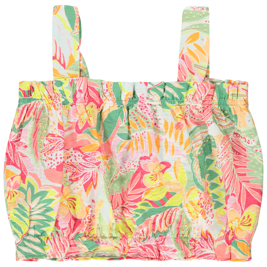 Top zonder mouwen in voile bedrukt tropisch voor meisjes 