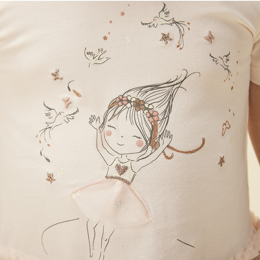 Robe effet 2 en 1 à tulle imprimé papillons pour bébé fille 