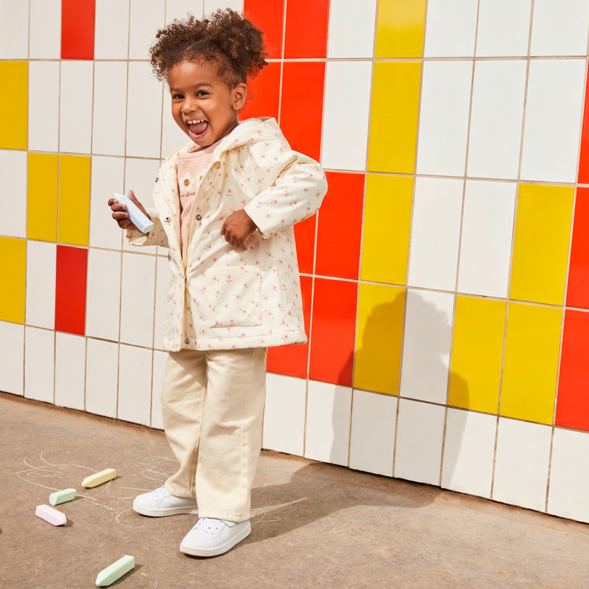 Gewatteerde parka met capuchon en bloemenprint voor babymeisjes 