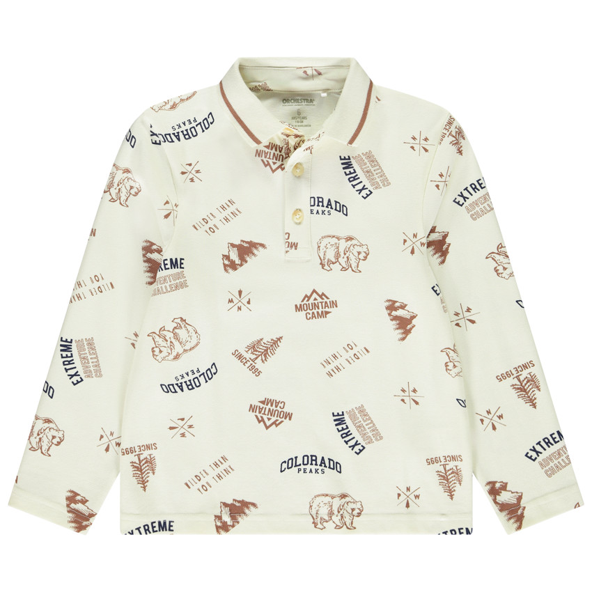 Polo manches longues imprimé fantaisie pour garçon 