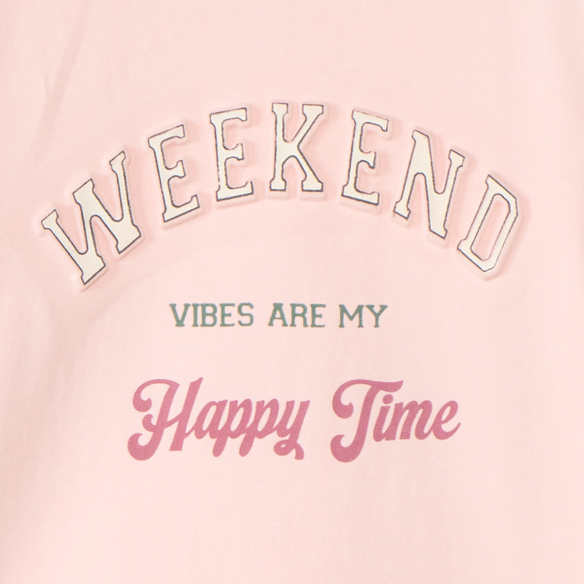 T-shirt manches longues à texte en relief pour fille 