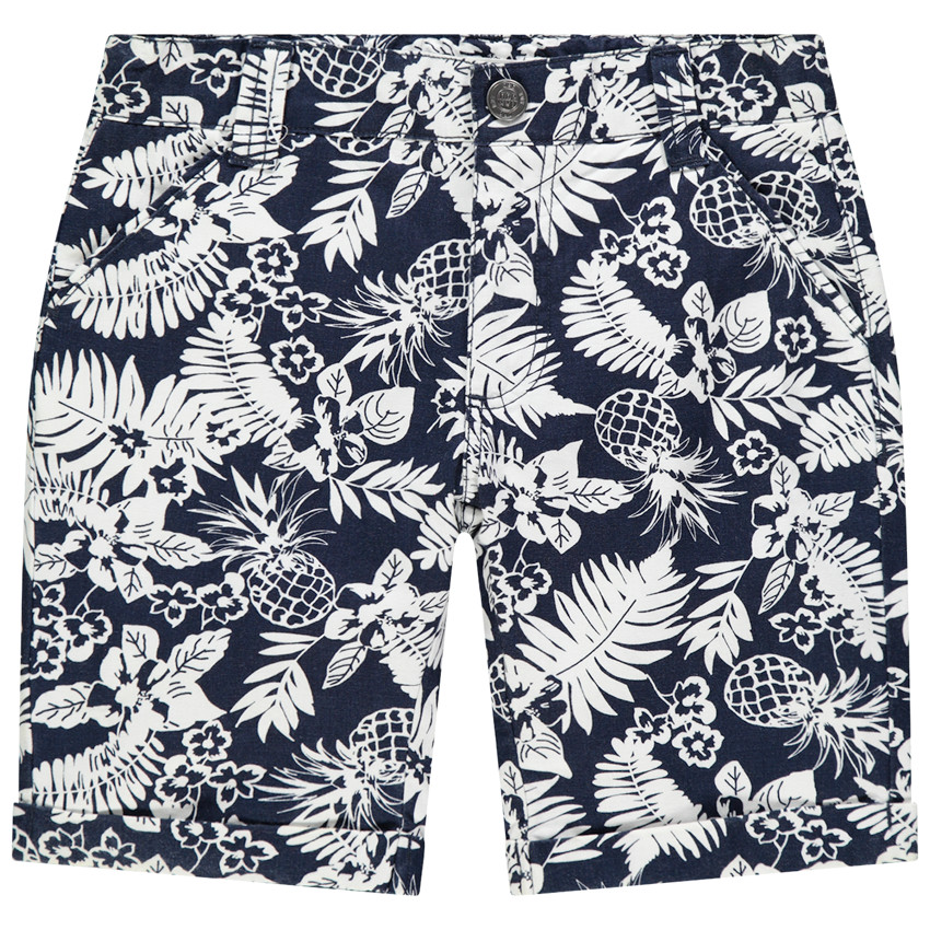 Bermuda en toile à imprimé végétal pour enfant garçon 