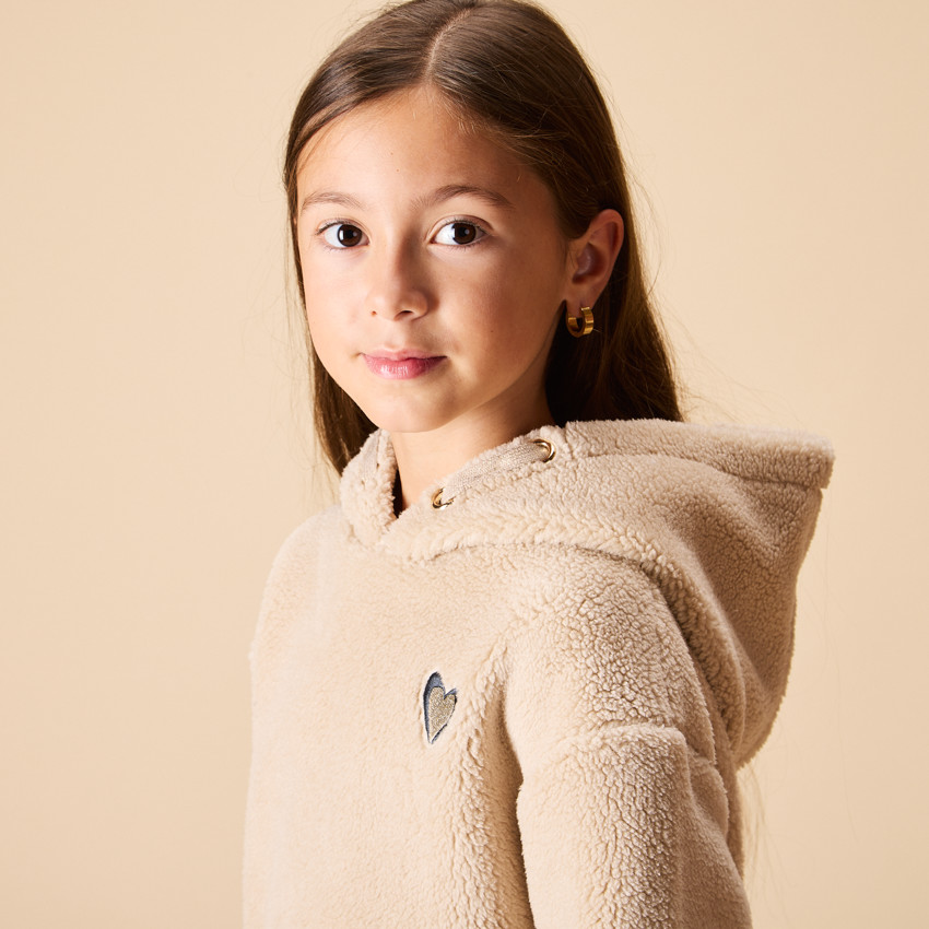 Robe manches longues en sherpa effet mouton pour fille 