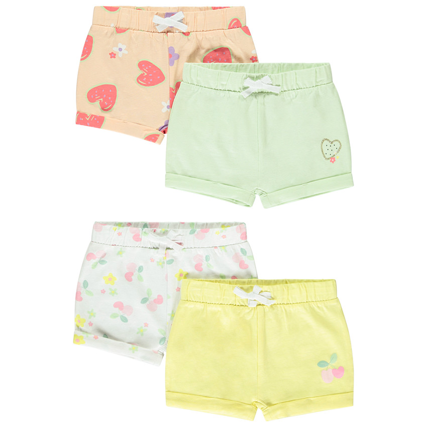 Lot de 4 shorts fantaisie en jersey slub pour bébé fille 