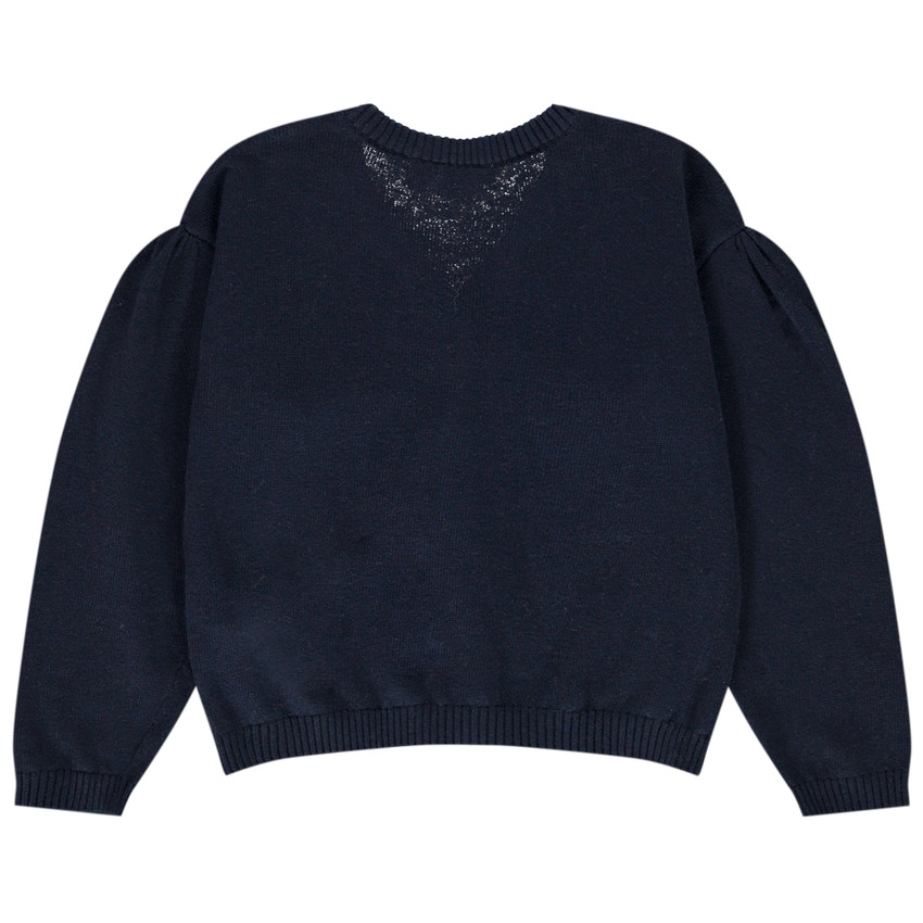 Gilet tricot en maille pointelle cœurs pour fille 