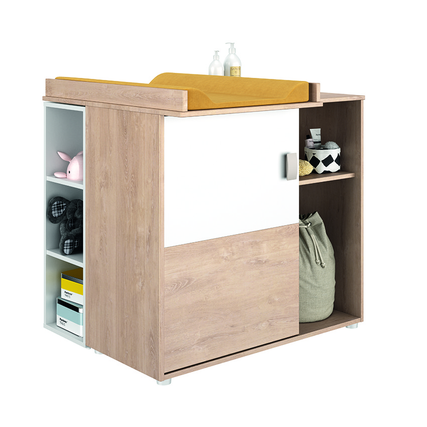 Armoire 1 porte Emma - chêne blond et blanc 