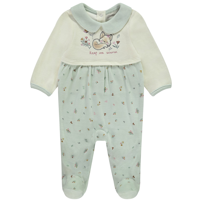 Dors-bien en velours fantaisie effet 2 en 1 pour bébé fille 