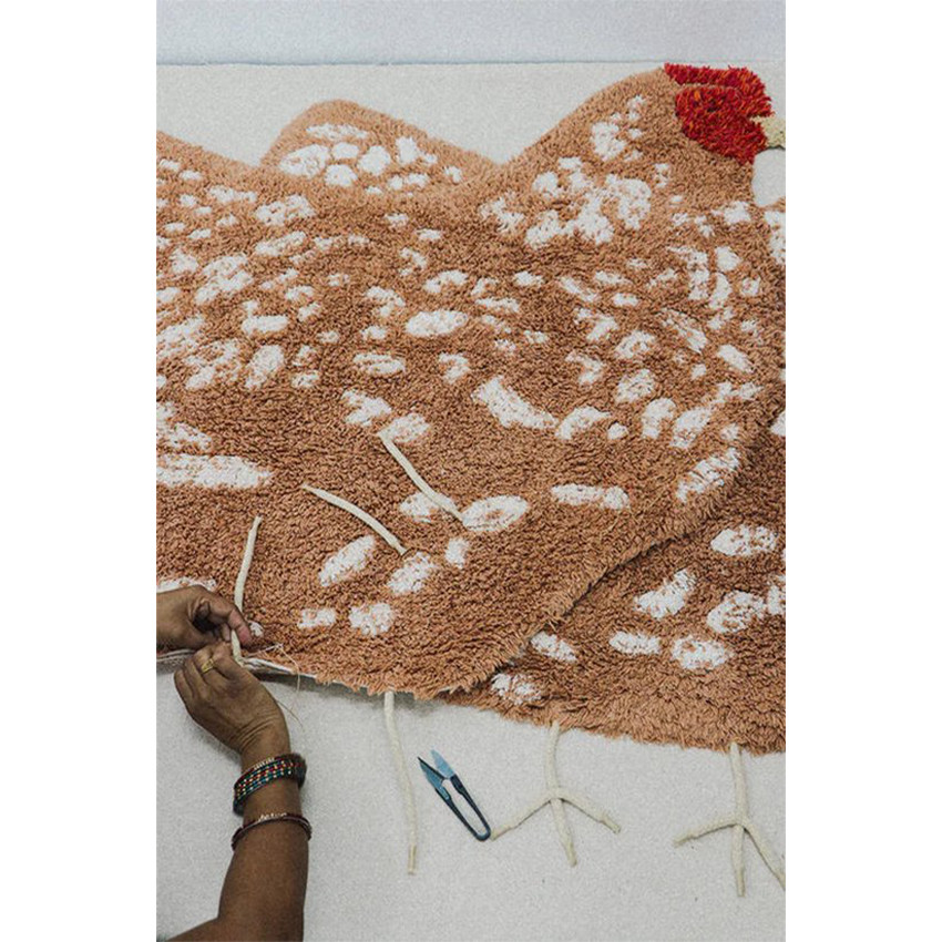 Tapijt katoen wasbaar 110x100cm Animals Chicken 