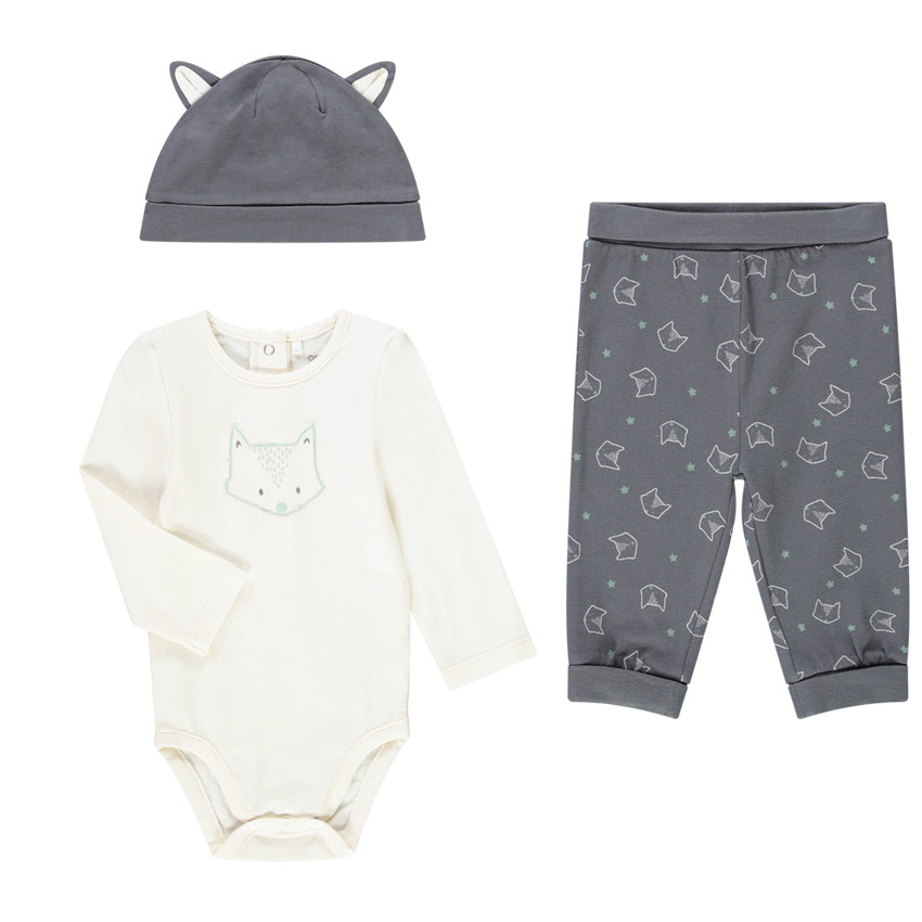 Ensemble 3 pièces imprimé renards pour bébé 