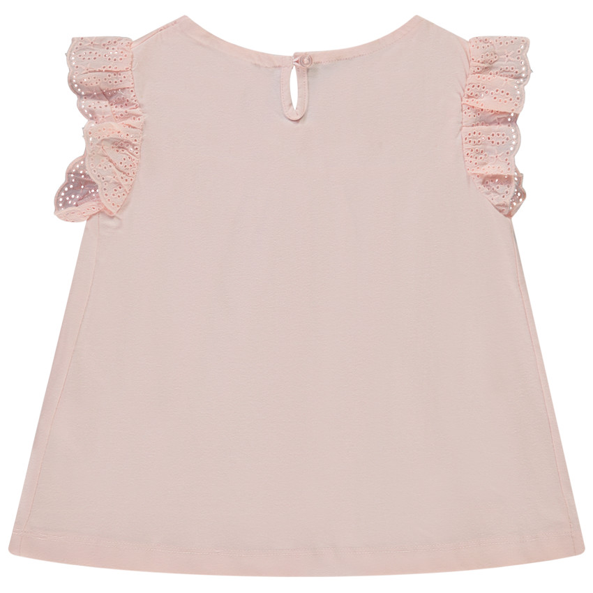T-shirt manches courtes avec broderie anglaise fille 
