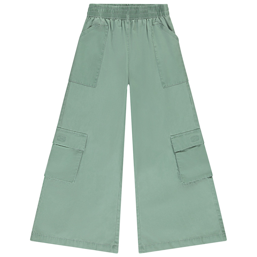 Groene stofbroek met zakken voor meisjes 