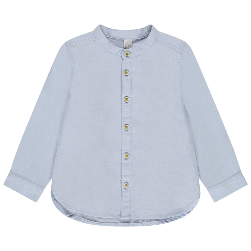 Lange mouwen effen hemd met Mao-kraag voor jongen 