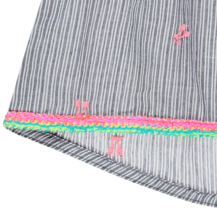 Tuniek met losse pasvorm, strepen en geborduurde kersen 