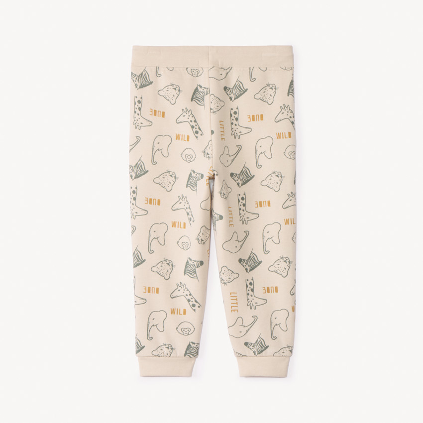 Beige joggingbroek met savanneprint voor babyjongens 
