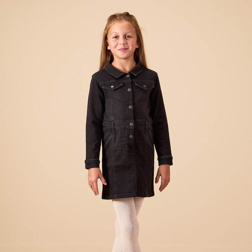 Lange mouwen effen chemise jurk voor meisjes 