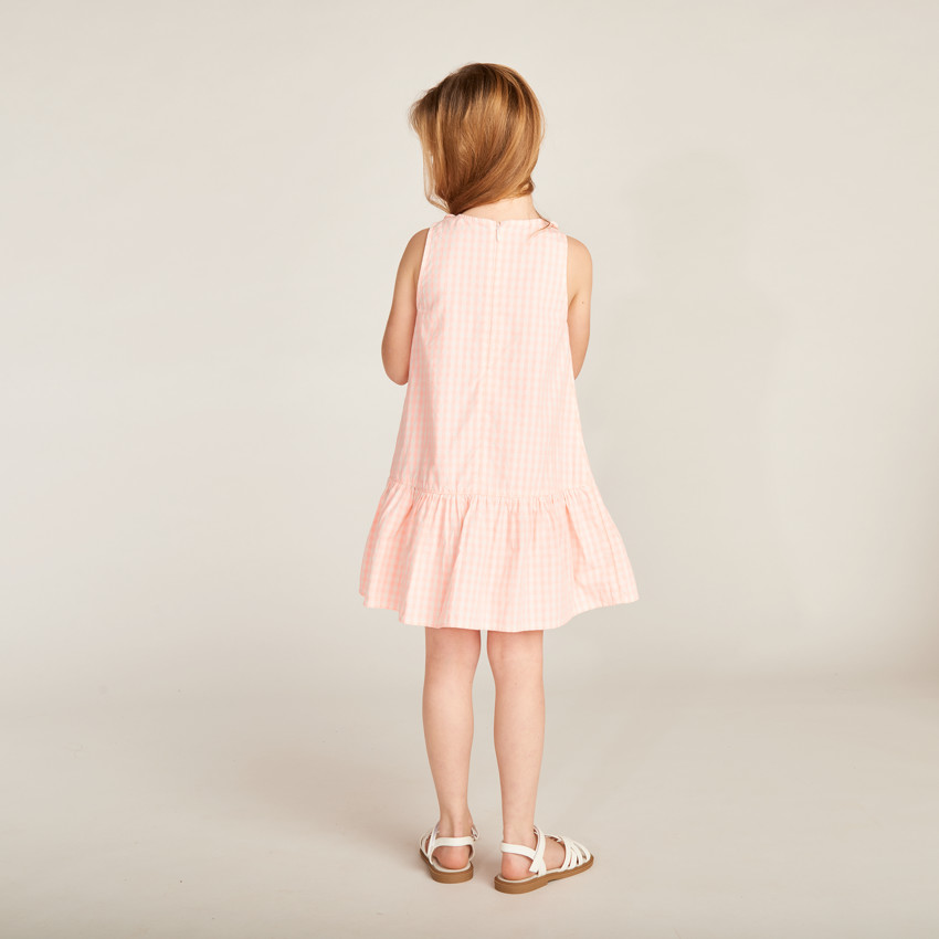 Robe sans manches vichy avec nœud brodé pour fille 
