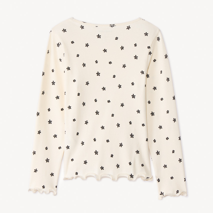 T-shirt manches longues côtelé à imprimé fleurs pour fille 