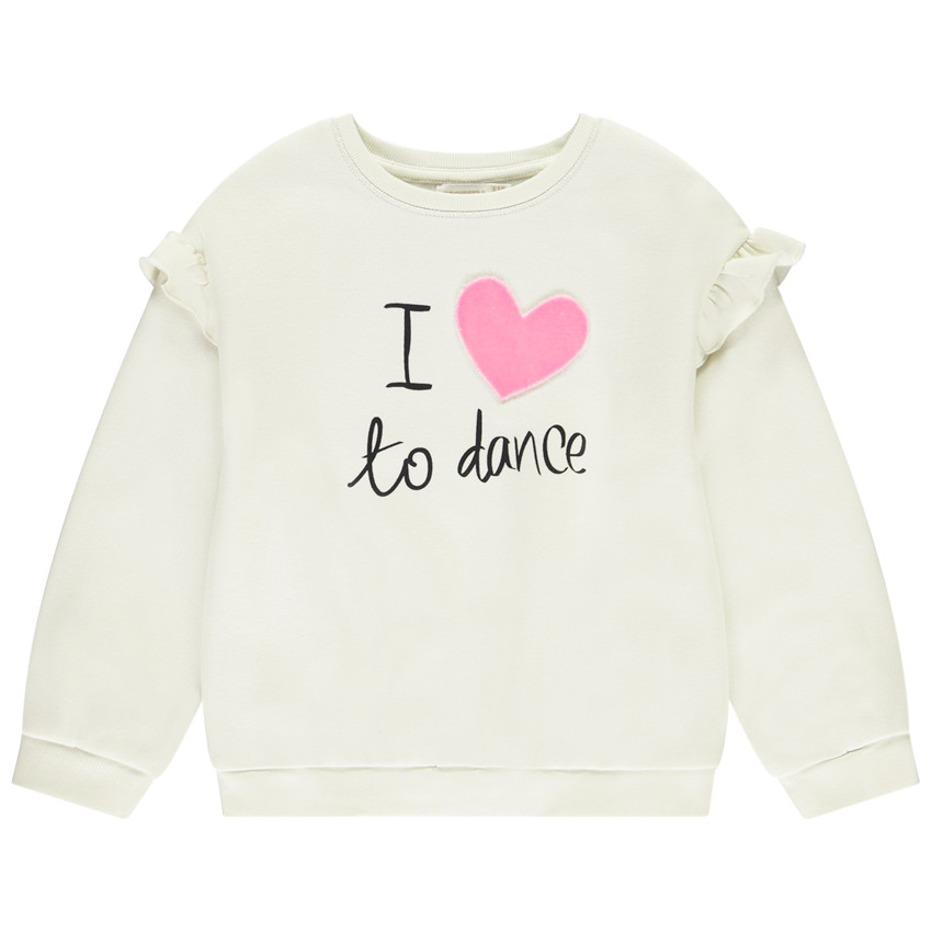 Sweat demi-oversize fantaisie avec volants fille 