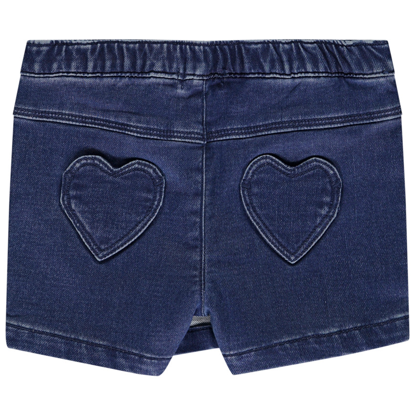 Jupe-short plissée effet denim pour bébé fille  