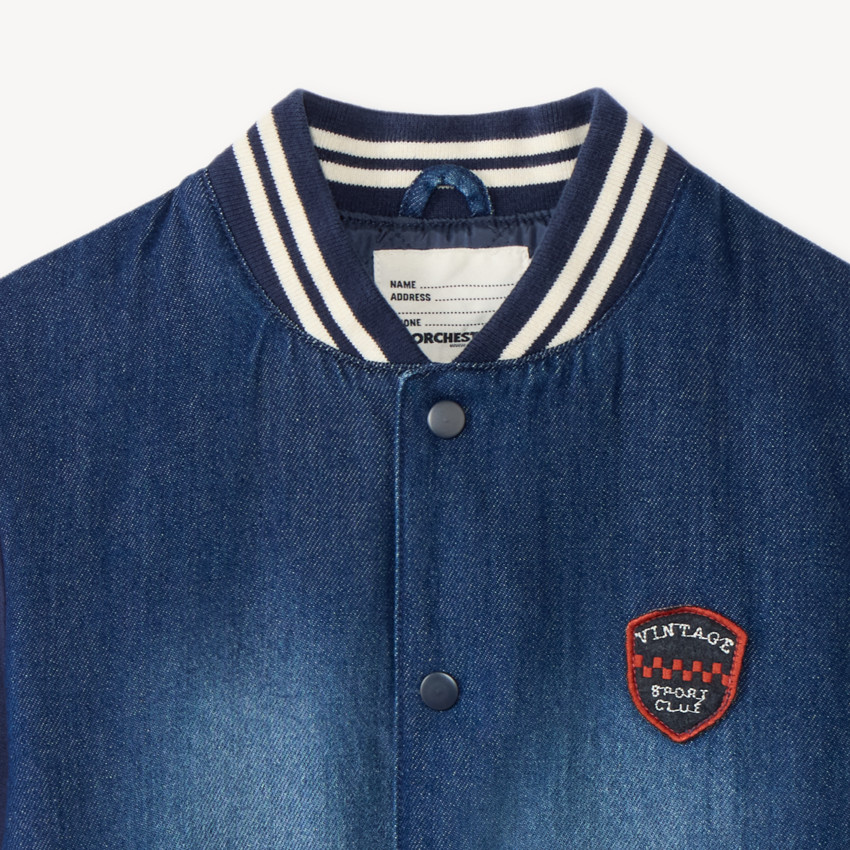Veste teddy garçon bi-matière jean et molleton 