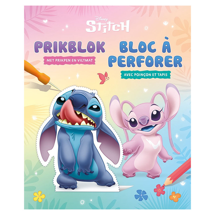 NL/FR - Bloc de dessins à perforer avec poinçon Disney Stitch +3A / Prikbord met prikpen Disney Stitch +3J 