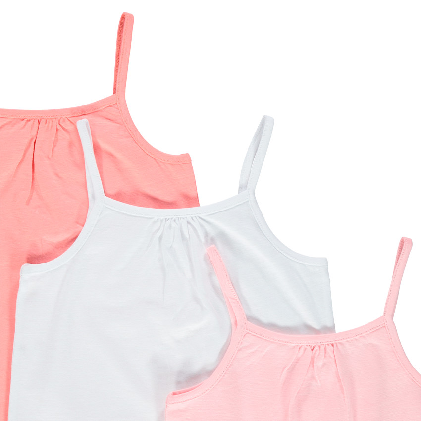 Lot de 3 débardeurs unis en coton à fines bretelles pour bébé fille 