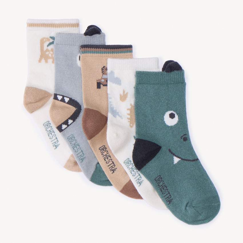 Set van 5 paar sokken met dino-motieven voor babyjongens 