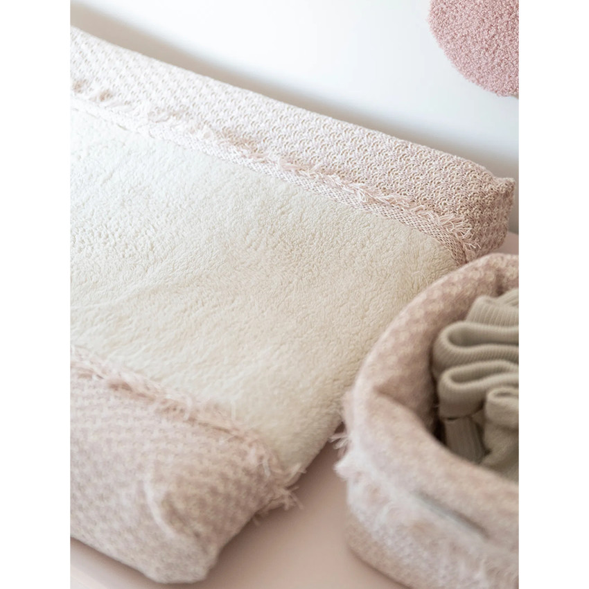Housse matelas à langer Happiness - Vieux rose/écru 