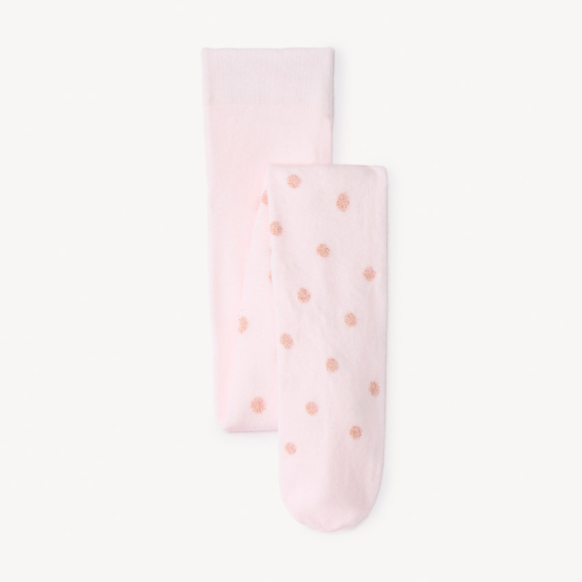 Dikke panty met glanzende stippen voor baby meisje 