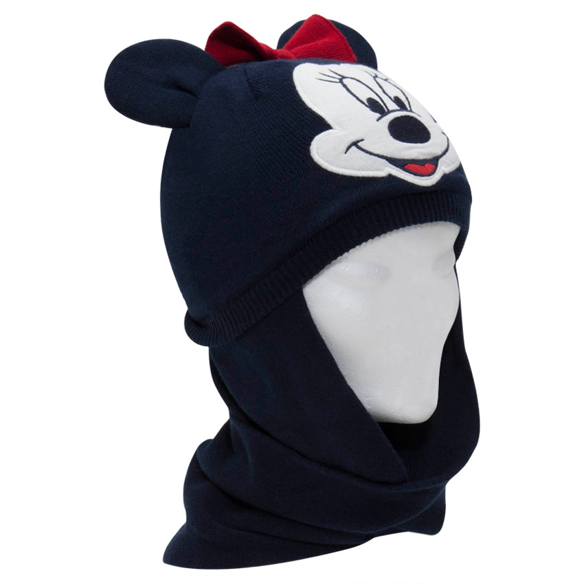 Bonnet snood en tricot et micropolaire Minnie avec oreilles en relief 