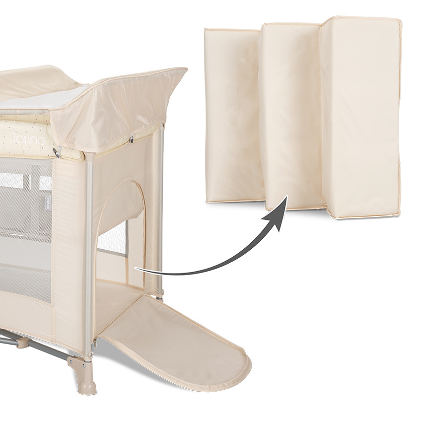 Lit parapluie Torino 2 hauteurs + accessoires Beige 