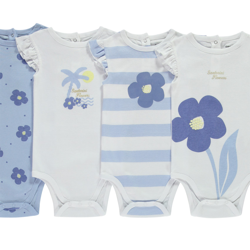 Lot de 7 bodies manches courtes motifs floraux pour bébé fille 