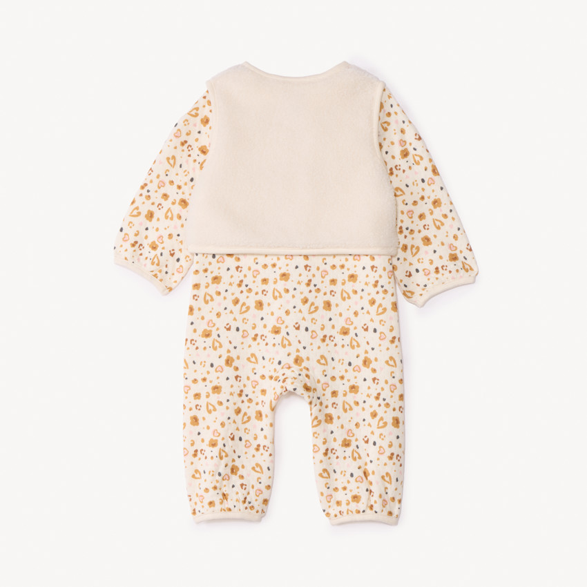 Set met bedrukte romper + vest voor meisjesbaby 